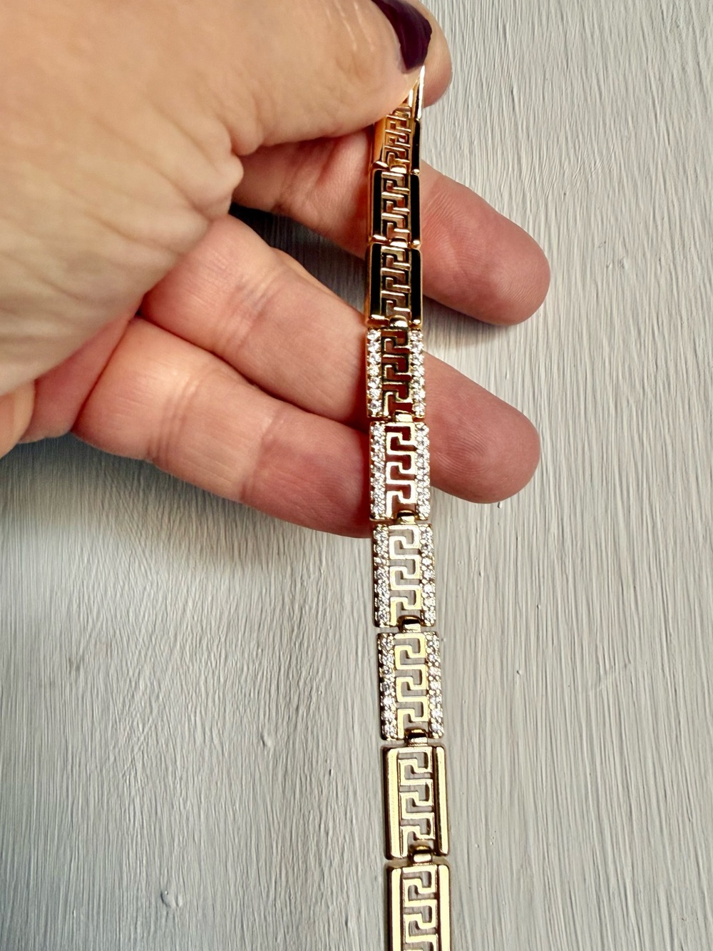 Gold Plated Greek Key Link Bracelet - Women Jewelry